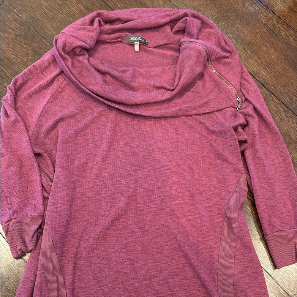 Layla Jade knit cowl neck top with zipper detail